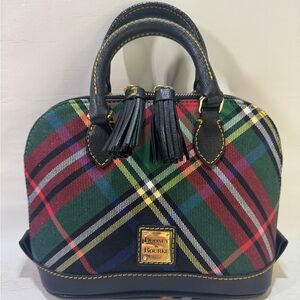 Dooney & Bourke Holiday Tartan Plaid Black Bitsy Satchel Crossbody Bag NEW!!